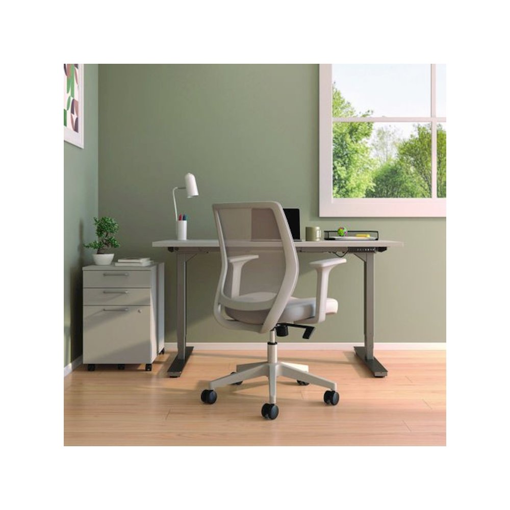 Alera Wessex Ergonomic Fabric Mesh Swivel Task Chair, Supports 275 lb, 17.09 to 20.83 Seat Height, Gray Seat/Back, White Base. Picture 5