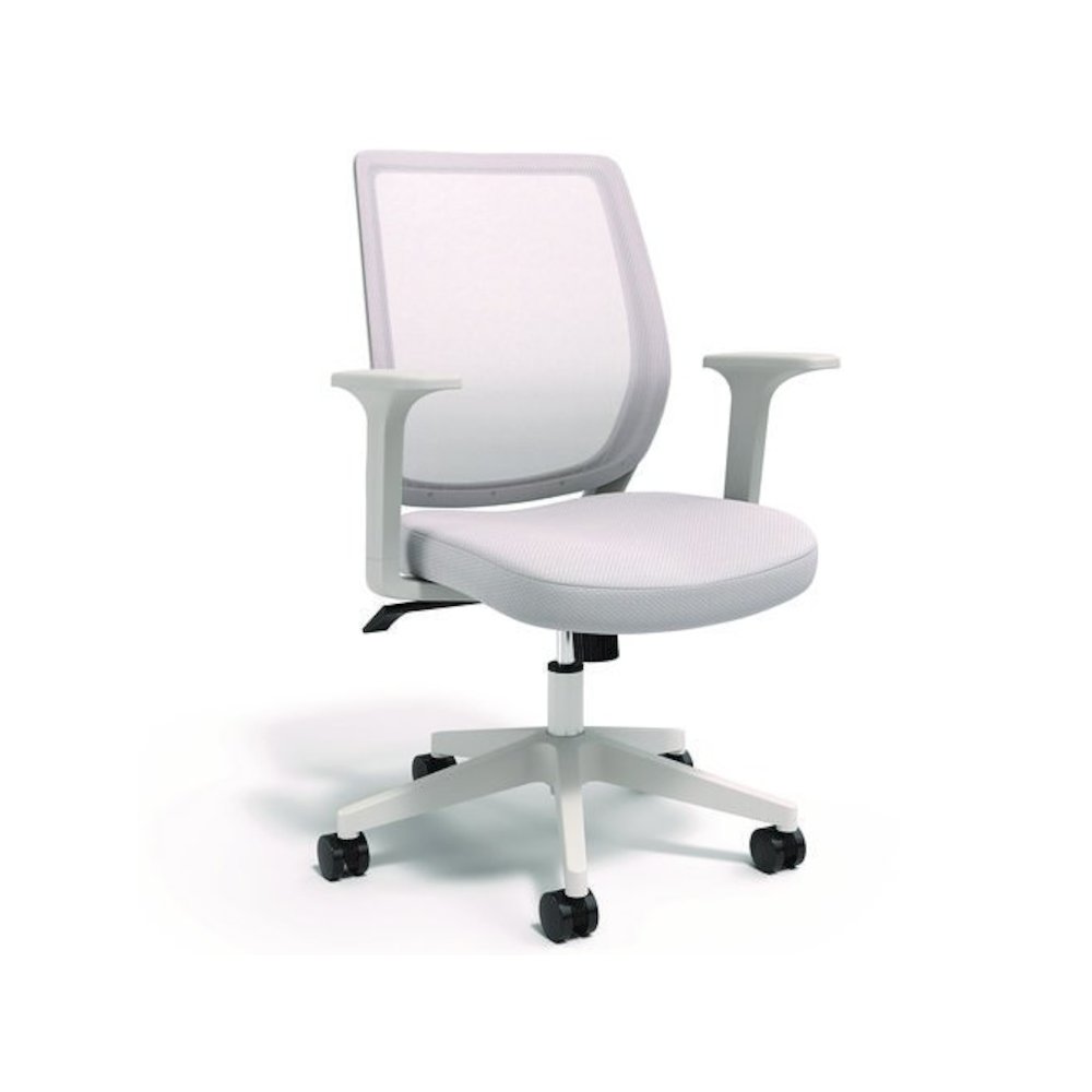 Alera Wessex Ergonomic Fabric Mesh Swivel Task Chair, Supports 275 lb, 17.09 to 20.83 Seat Height, Gray Seat/Back, White Base. Picture 1