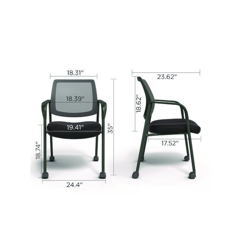 Alera Wessex Mesh Fabric Guest Chair, 24.41 x 23.62 x 35.04, Black Seat, Black Back, Black Base. Picture 5