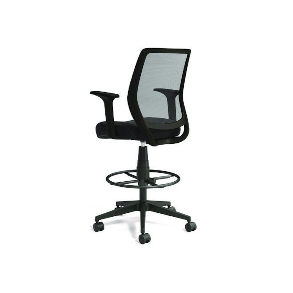 Alera Wessex Drafting Stool, Mesh Back, Supports Up to 275 lb, 27.95 to 33.66 Seat Height, Black Seat, Black Back, Black Base. Picture 2
