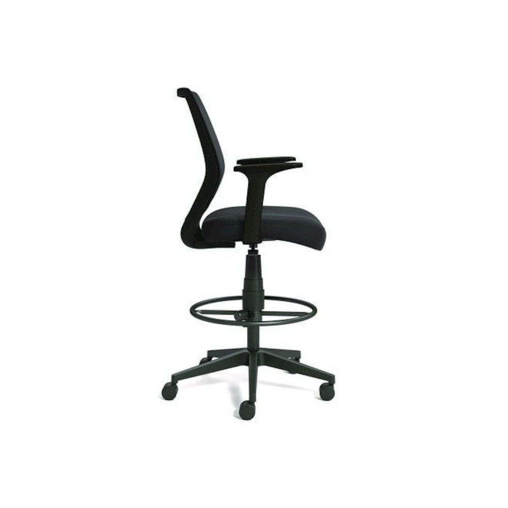 Alera Wessex Drafting Stool, Mesh Back, Supports Up to 275 lb, 27.95 to 33.66 Seat Height, Black Seat, Black Back, Black Base. Picture 3