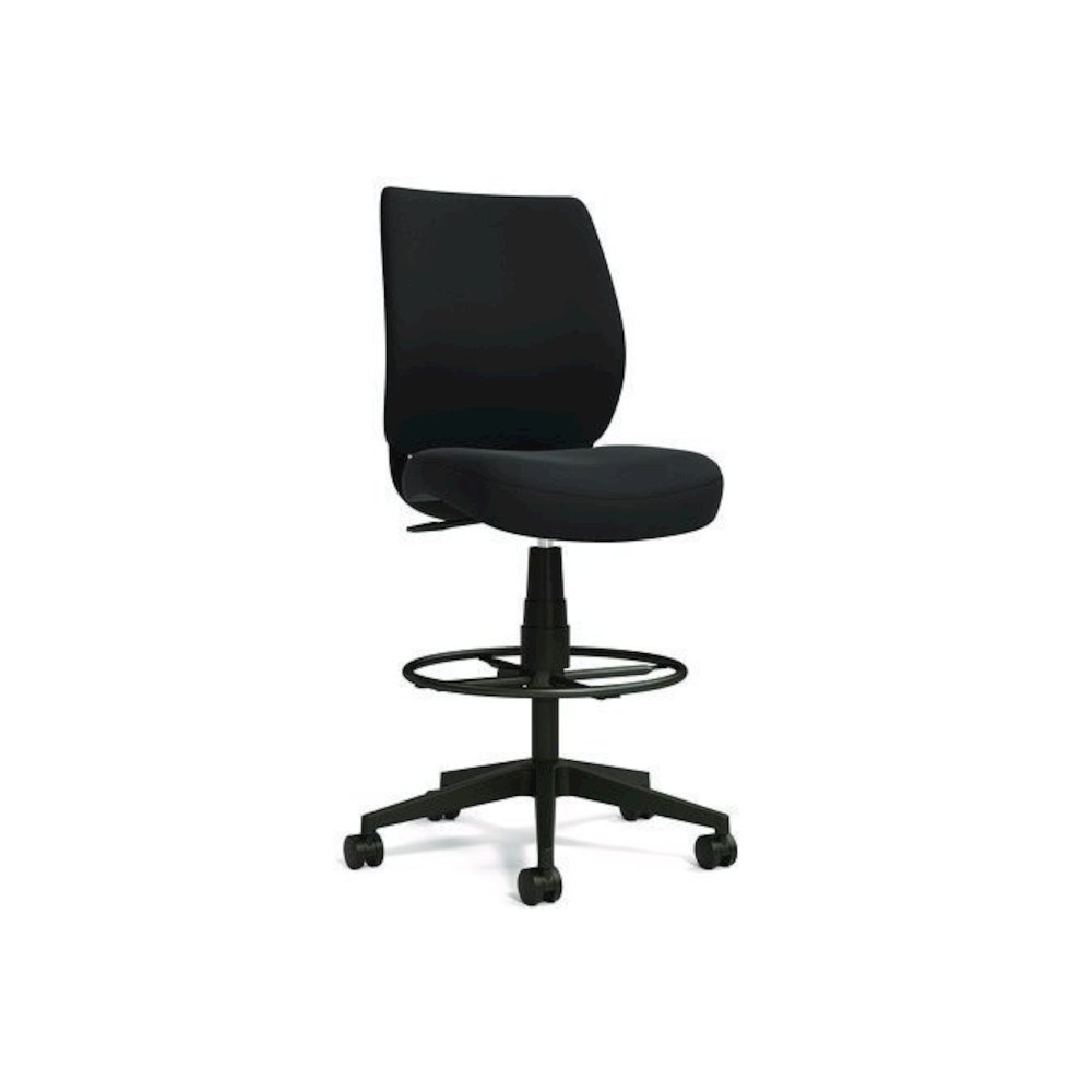Alera Wessex Drafting Stool, Fabric, Supports Up to 275 lb, 27.95 to 33.66 Seat Height, Black Seat, Black Back, Black Base. Picture 6