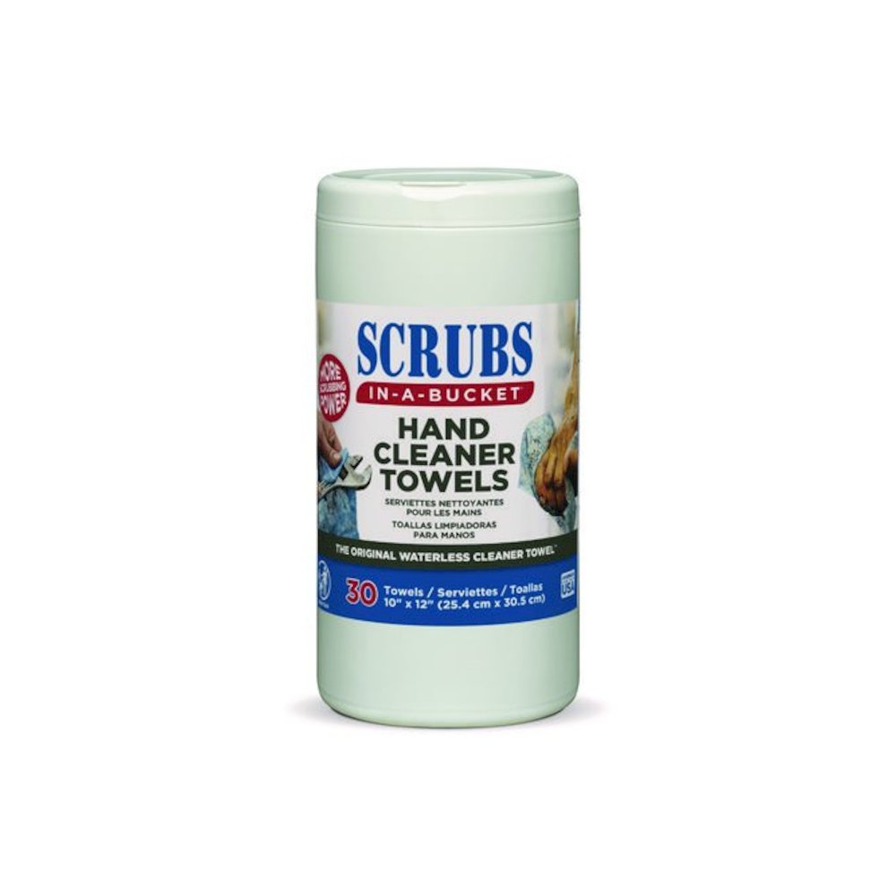 Hand Cleaner Towels, 1-Ply, 10 x 12, Citrus, Blue/White, 30/Canister, 6/Carton. Picture 2