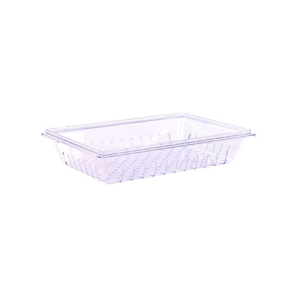 StorPlus Polycarbonate Food Storage Container Colander, 18 x 26 x 5, Clear, Plastic. Picture 1