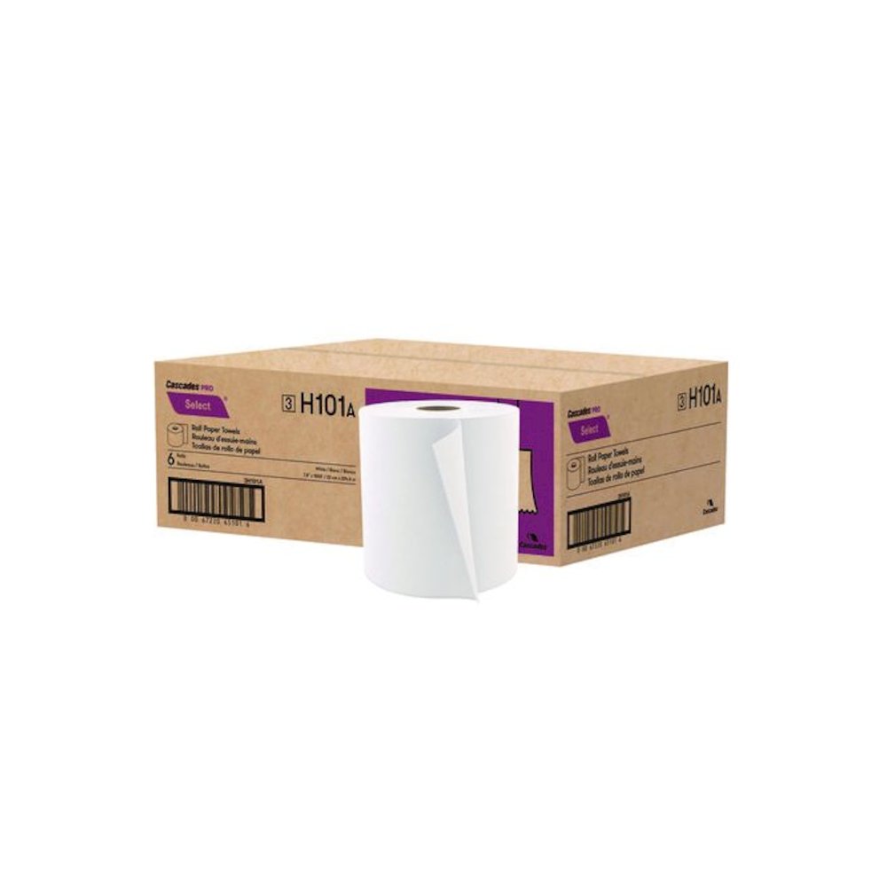 Select Roll Paper Towels, 1-Ply, 7.88" x 1,000 ft, White, 6/Carton. Picture 2