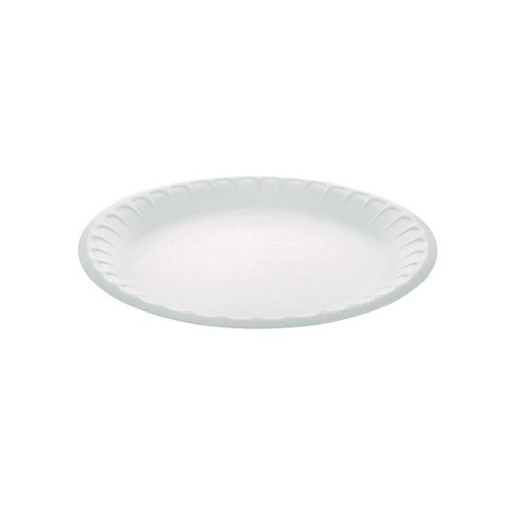 Placesetter Satin Non-Laminated Economy Foam Dinnerware, Plate, 9" dia, White, 500/Carton. Picture 1