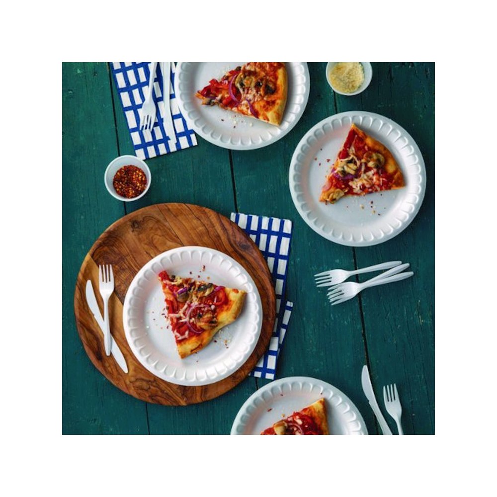 Placesetter Satin Non-Laminated Economy Foam Dinnerware, Plate, 9" dia, White, 500/Carton. Picture 3