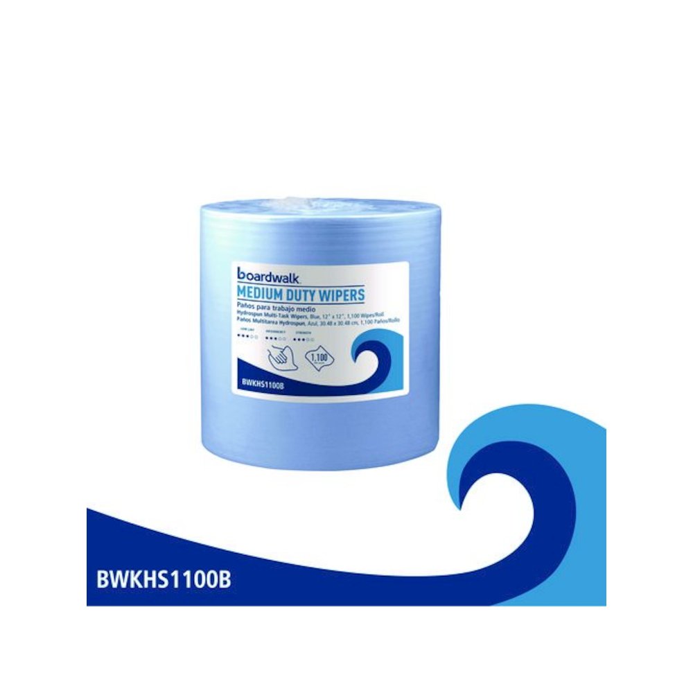 Hydrospun Wipers, Medium Duty, 12 x 12, Blue, 1,100/Roll. Picture 2