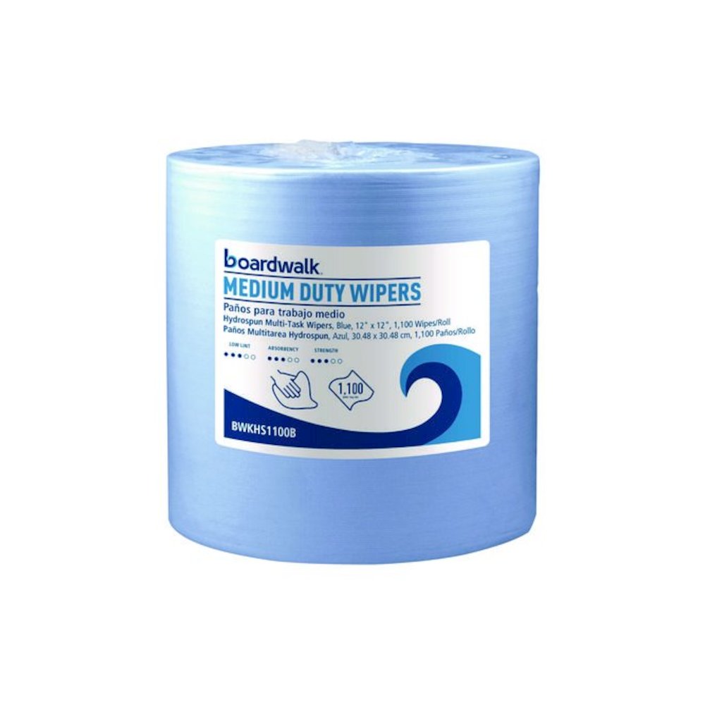 Hydrospun Wipers, Medium Duty, 12 x 12, Blue, 1,100/Roll. Picture 1