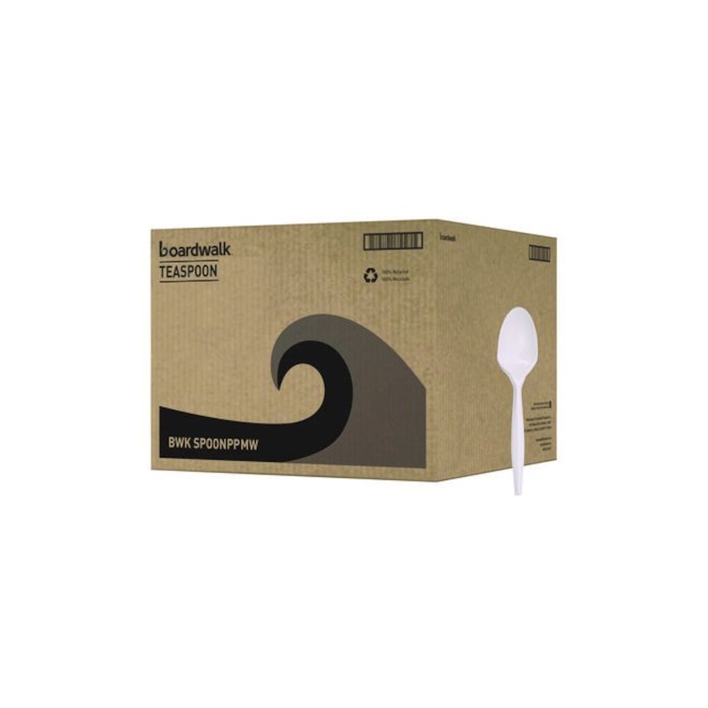 Mediumweight Polypropylene Cutlery, Spoon, 5.31", Plastic, White, 1,000/Carton. Picture 1