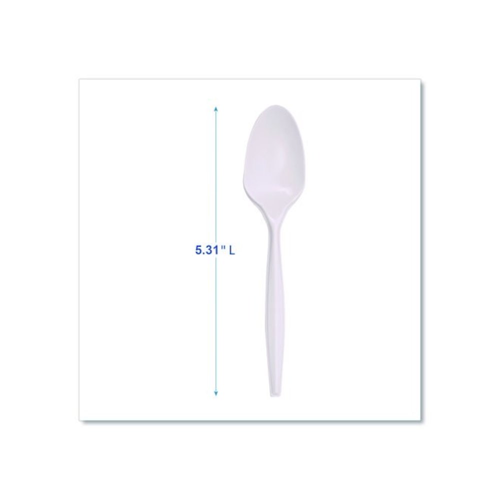 Mediumweight Polypropylene Cutlery, Spoon, 5.31", Plastic, White, 1,000/Carton. Picture 3