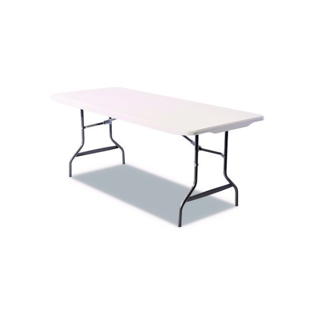 Resin Rectangular Folding Table, Square Edge, 72w x 30d x 29h, Platinum. Picture 6