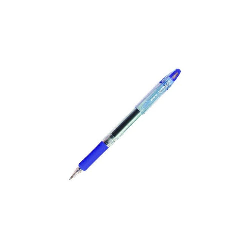 Jimnie Gel Pen, Stick, Medium 0.7 mm, Blue Ink, Clear/Blue Barrel, 12/Pack. Picture 4