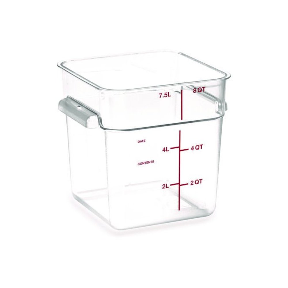 Squares Polycarbonate Food Storage Container, 8 qt, 8.75 x 8.75 x 9, Clear, Plastic. Picture 3