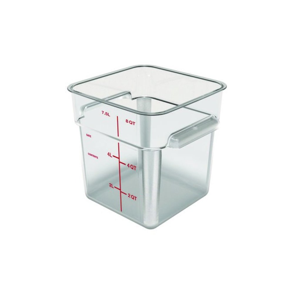 Squares Polycarbonate Food Storage Container, 8 qt, 8.75 x 8.75 x 9, Clear, Plastic. Picture 1