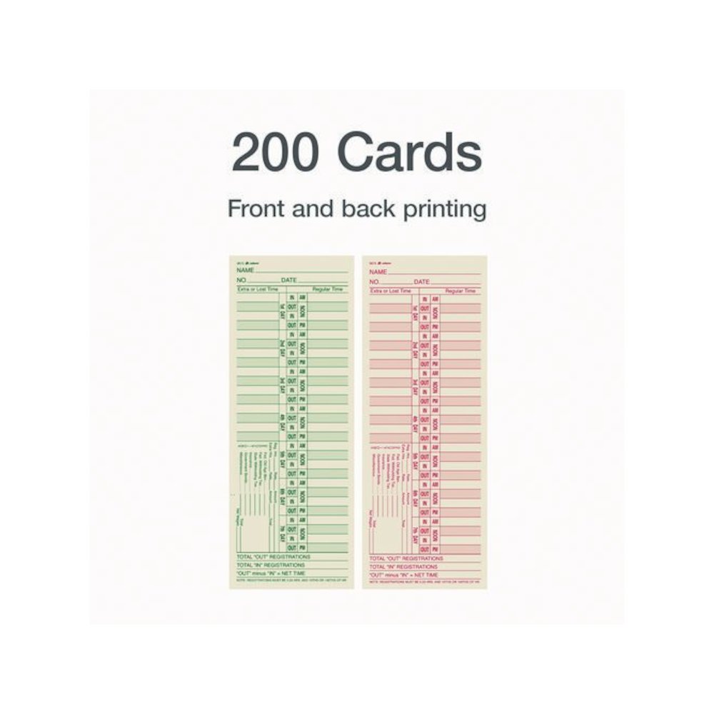 Time Cards for Acroprint, Amano and Lathem Time Clocks, Two Sides, Bi-Weekly, 3.38 x 9, 200/Pack. Picture 2