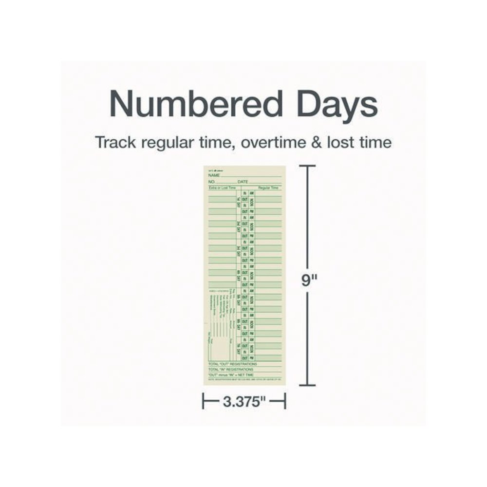 Time Cards for Acroprint, Amano and Lathem Time Clocks, Two Sides, Bi-Weekly, 3.38 x 9, 200/Pack. Picture 3