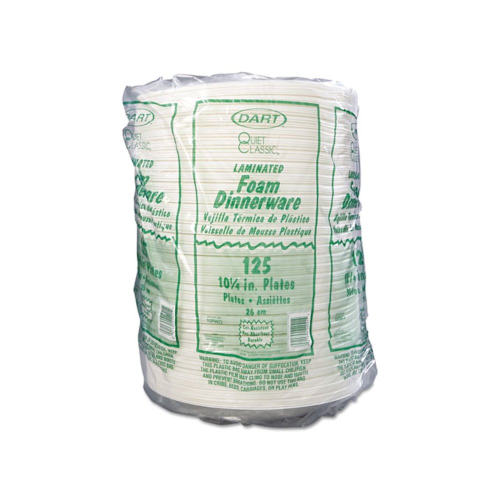 Quiet Classic Laminated Foam Dinnerware, Plate, 10.25" dia, White, 125/Pack, 4 Packs/Carton. Picture 4