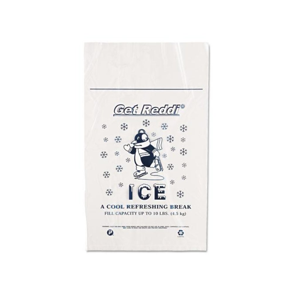 Ice Bags with Twist-Ties, Ice: Penguin Icon Labeling, 10 lb Capacity, 12" x 21", Clear, 1,000/Carton. Picture 2