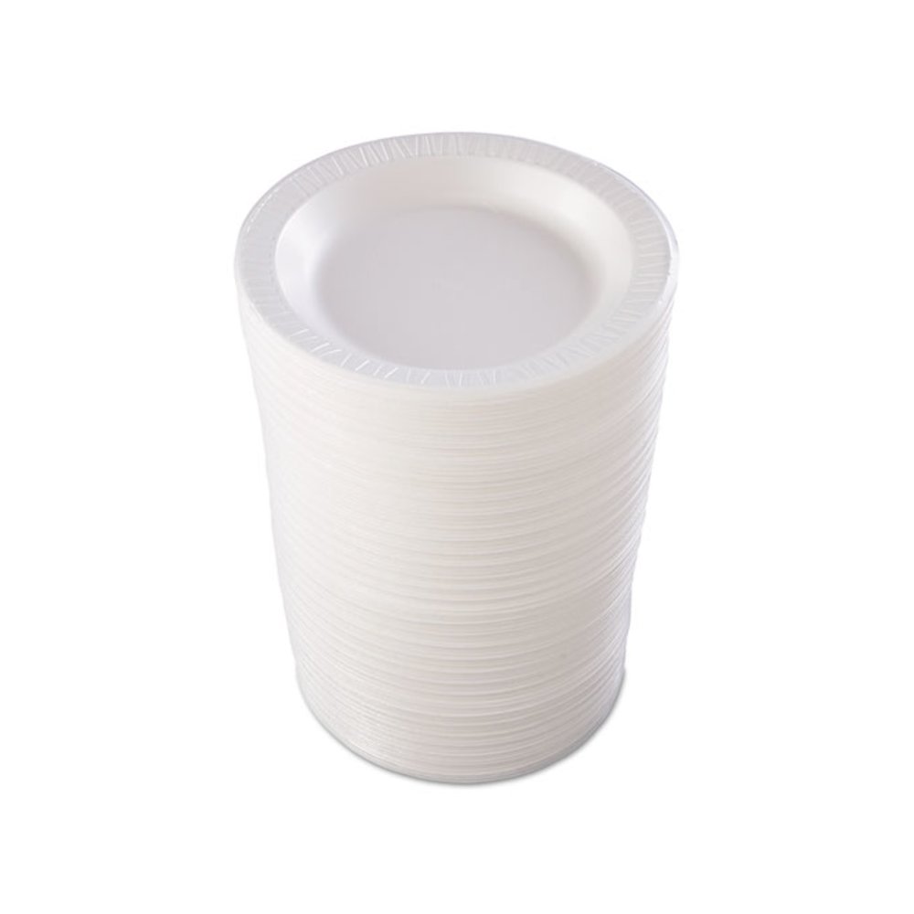 Quiet Classic Laminated Foam Dinnerware, Plate, 10.25" dia, White, 125/Pack, 4 Packs/Carton. Picture 3