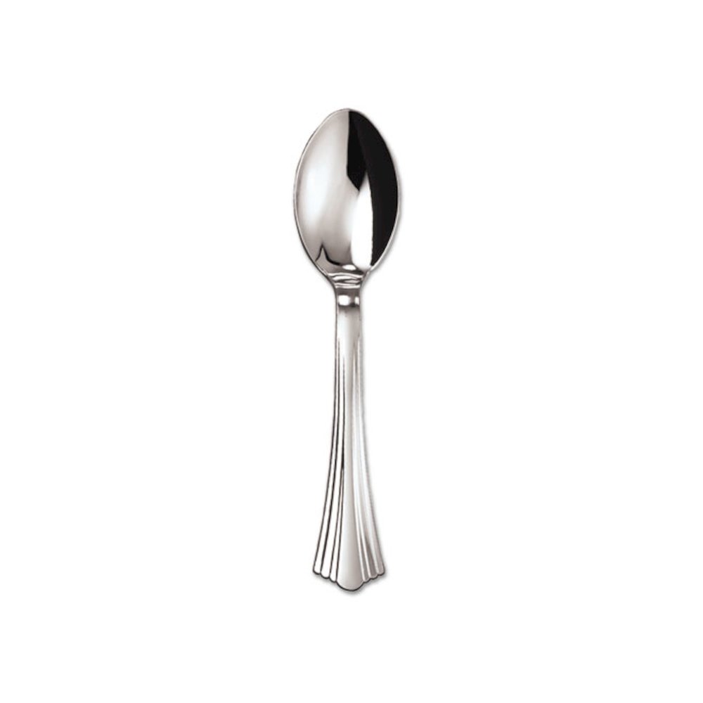 Heavyweight Plastic Spoons, Silver, 6 1/4", Reflections Design, 600/Carton. Picture 1
