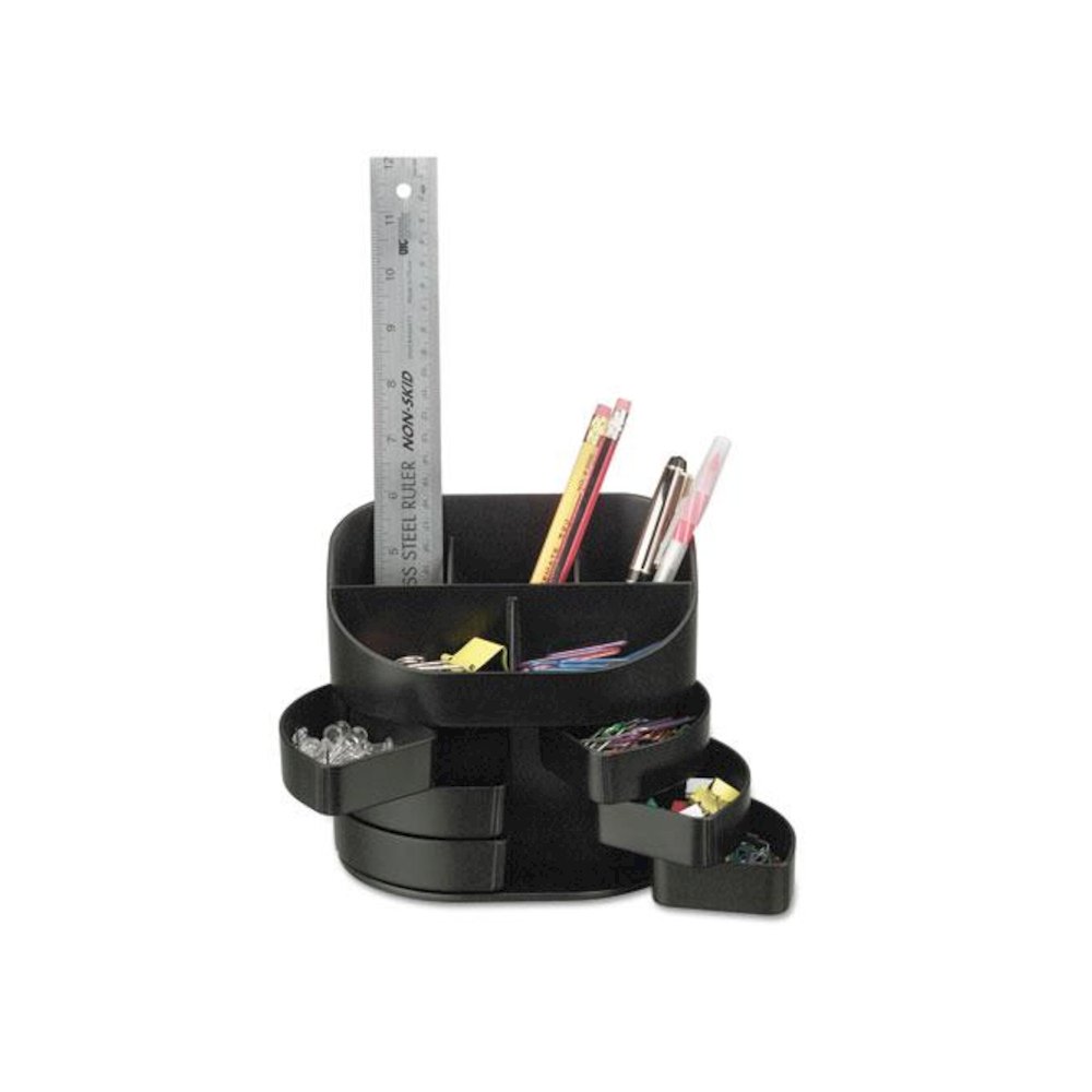 Double Supply Organizer, 11-Compartments, 6 Drawers, Plastic, 6.5 x 4.75 x 5.75, Black. Picture 1
