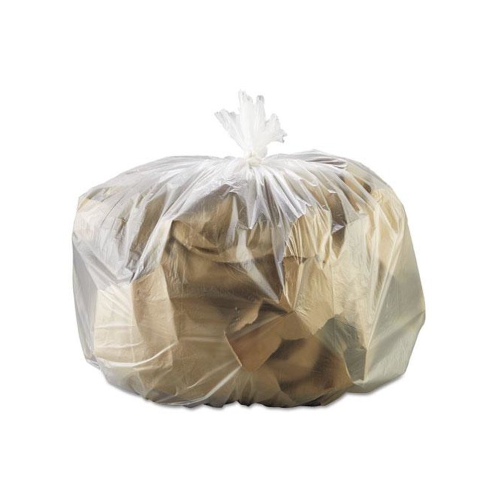 High-Density Can Liners, 33 gal, 13 mic, 33" x 39", Natural, Perforated Roll, 25 Bags/Roll, 10 Rolls/Carton. Picture 1