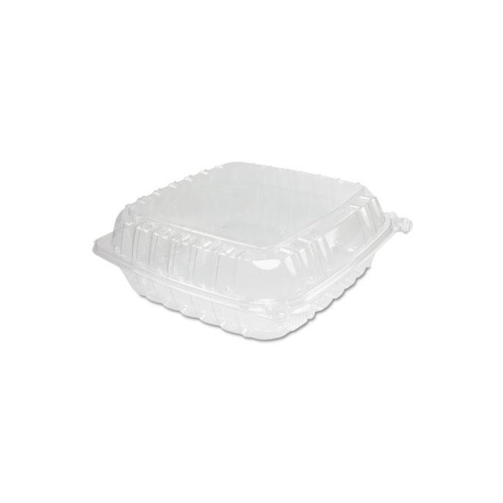 ClearSeal Hinged-Lid Plastic Containers, 9.3 x 8.8 x 3, Clear, Plastic, 100/Bag, 2 Bags/Carton. Picture 1
