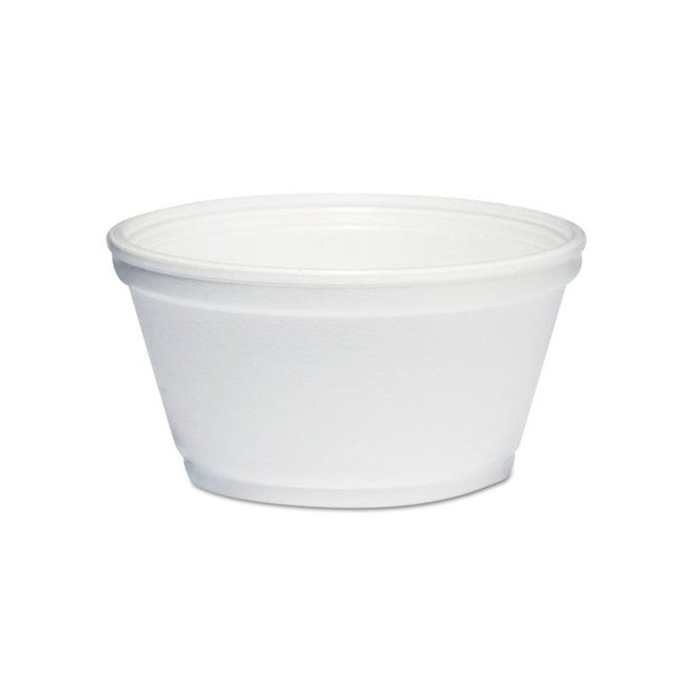 Foam Container, Extra Squat, 8 oz, White, 1,000/Carton. Picture 1