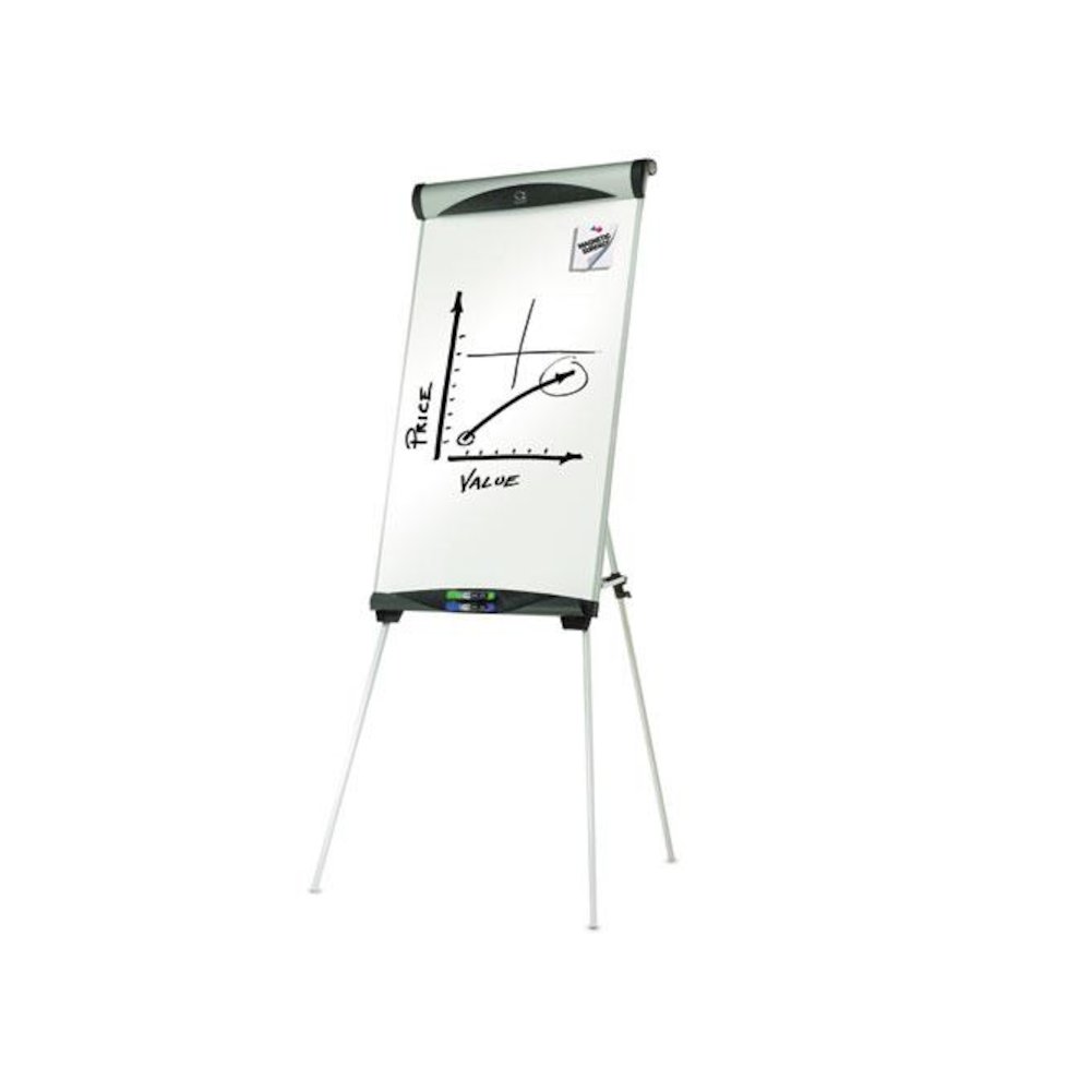 Euro Magnetic Presentation Easel, 27" x 39", White Surface, Satin Aluminum Frame. Picture 3