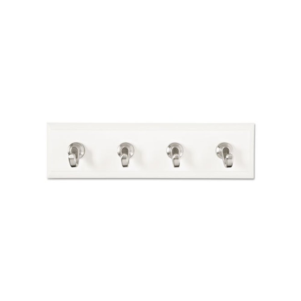 Decorative Key Rail, Plastic, Quartz/Silver, 8 x 1.5 x 2.13, 4 Hooks/Pack. Picture 3