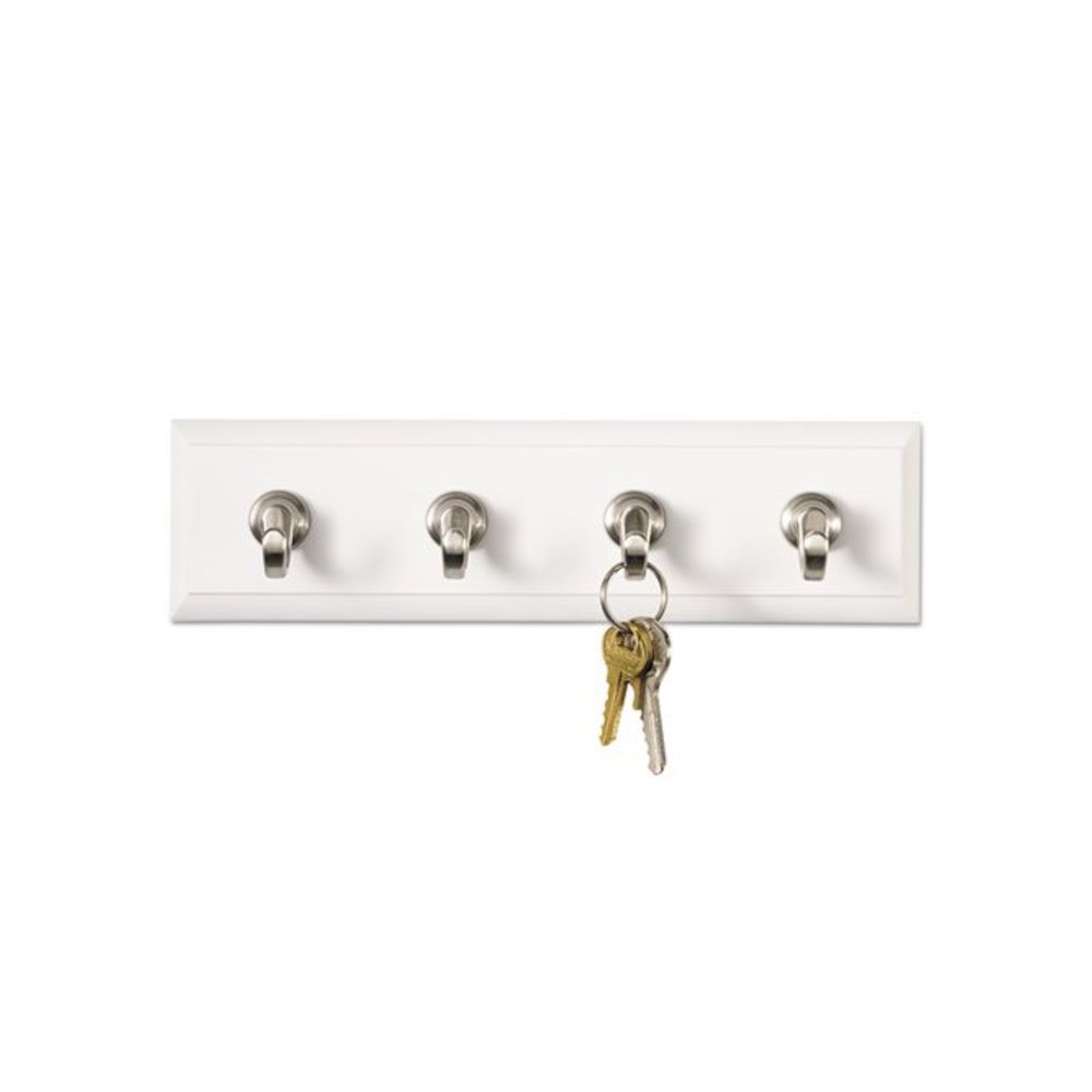 Decorative Key Rail, Plastic, Quartz/Silver, 8 x 1.5 x 2.13, 4 Hooks/Pack. Picture 2