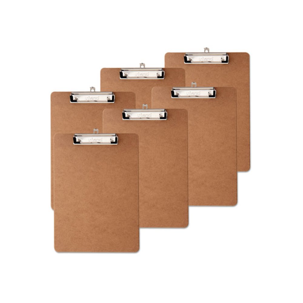 Hardboard Clipboard with Low-Profile Clip, 0.5" Clip Capacity, Holds 8.5 x 11 Sheets, Brown, 6/Pack. Picture 3