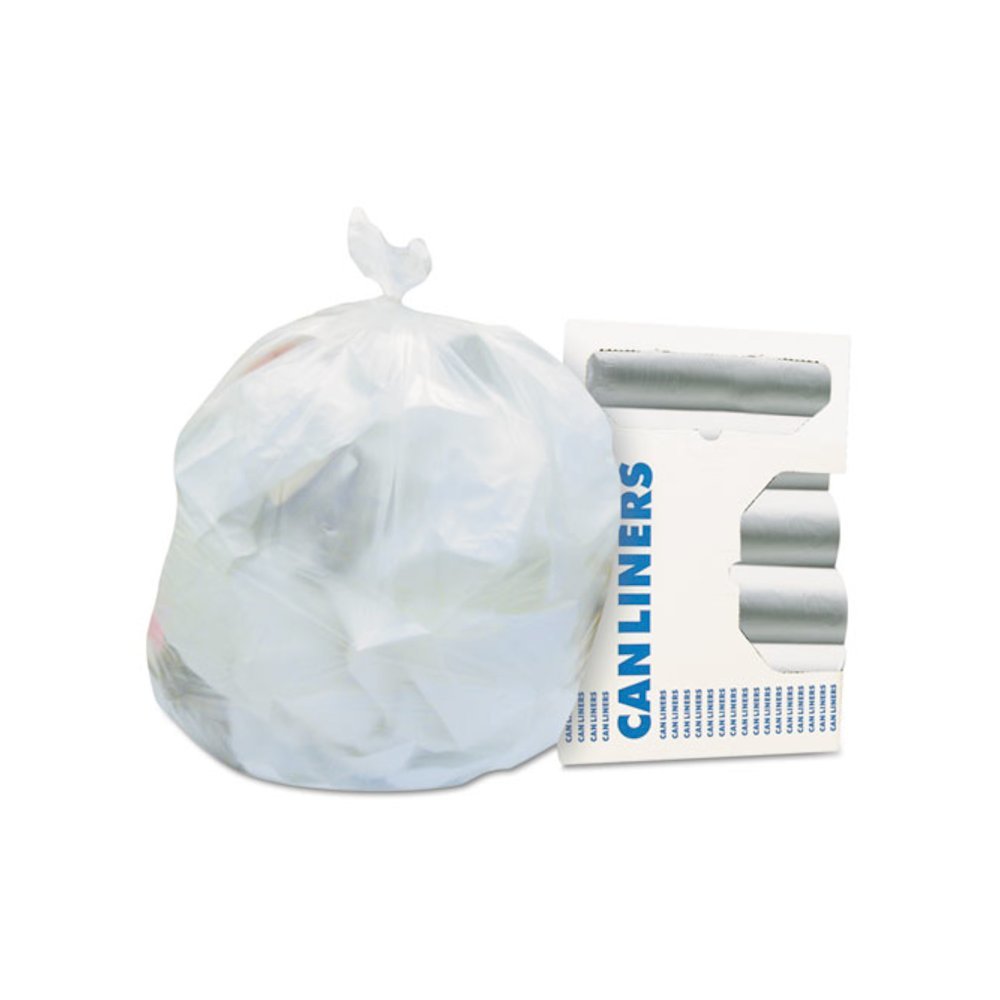 High-Density Waste Can Liners, 33 gal, 16 mic, 33" x 40", Natural, 25 Bags/Roll, 10 Rolls/Carton. Picture 1