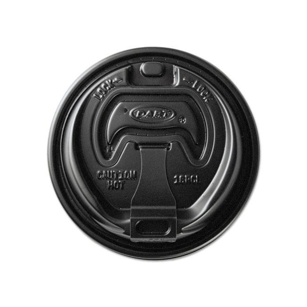 Optima Reclosable Lids for Hot Paper Cups, Fits 10 oz to 24 oz Hot Cups, Plastic, Black, 1,000/Carton. Picture 2