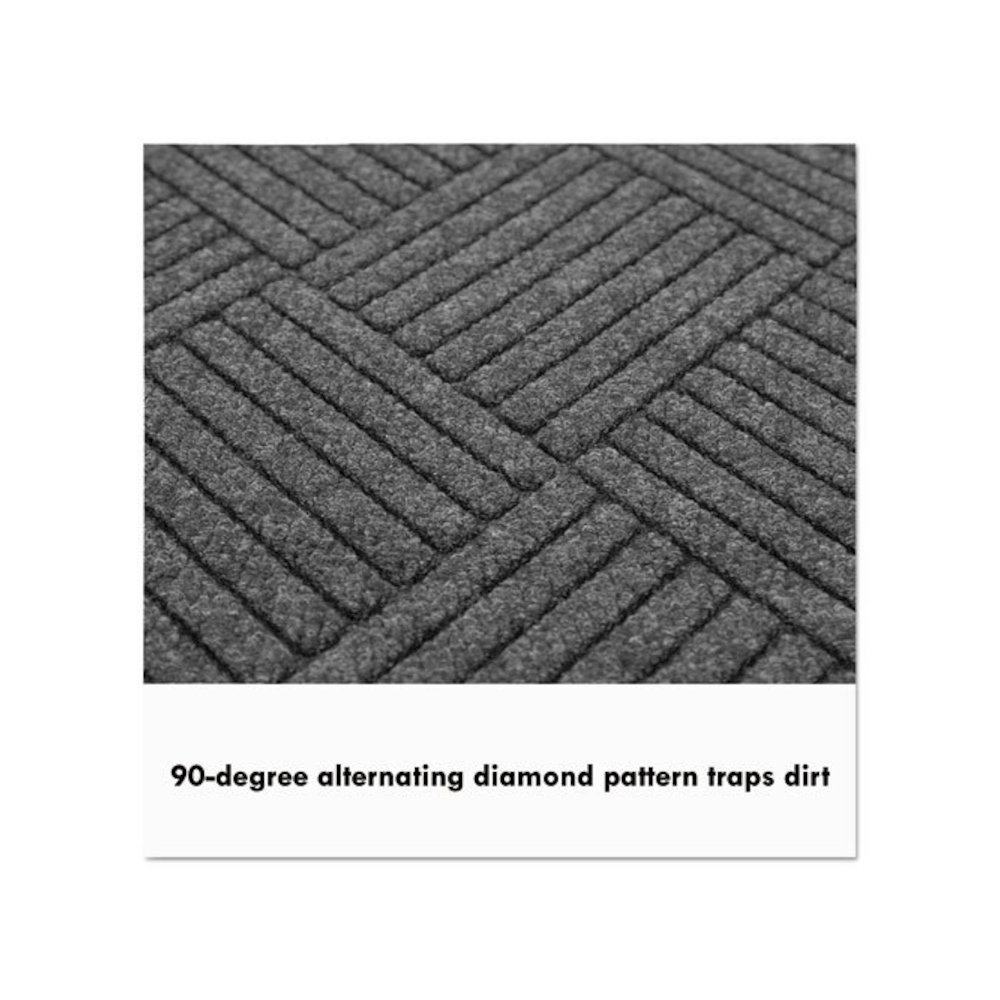 EcoGuard Diamond Floor Mats, Rectangular with Single Fan, Charcoal Gray Carpeted Surface, 72" x 36". Picture 2