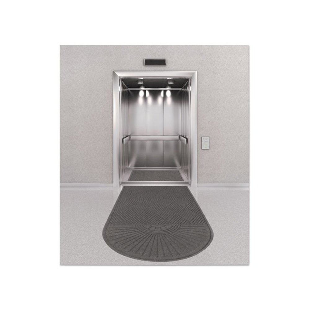 EcoGuard Diamond Floor Mats, Rectangular with Single Fan, Charcoal Gray Carpeted Surface, 72" x 36". Picture 4