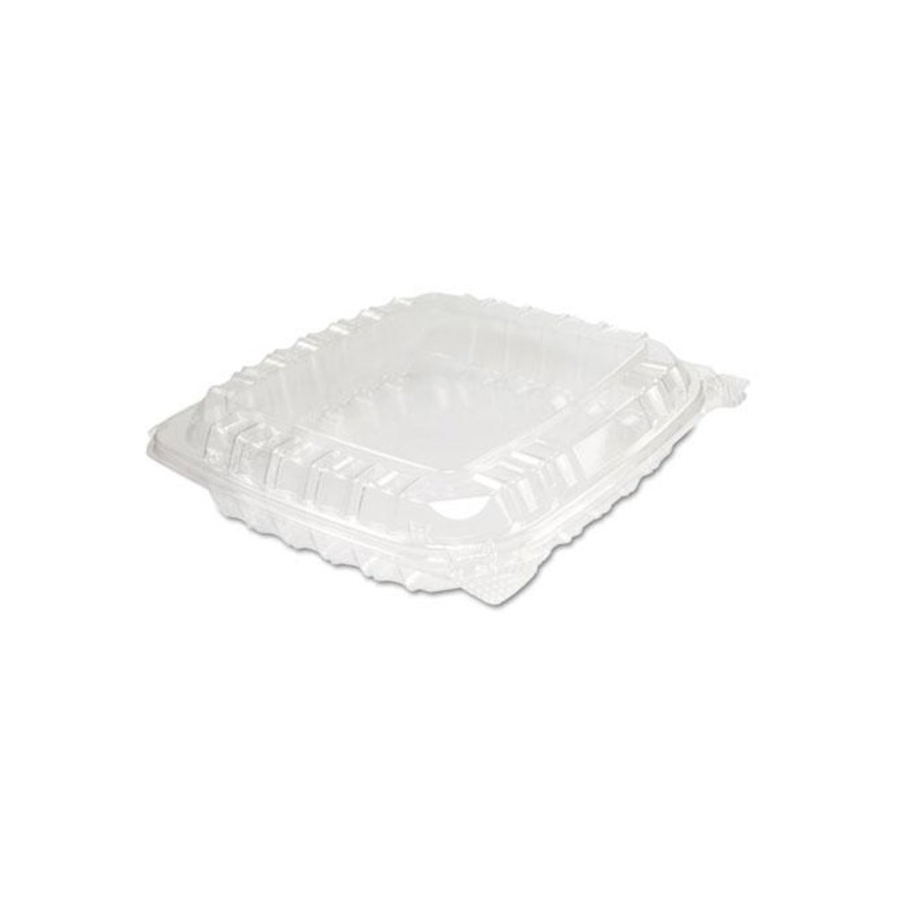 ClearSeal Hinged-Lid Plastic Containers, 8.31 x 8.31 x 2, Clear, Plastic, 125/Bag, 2 Bags/Carton. Picture 1