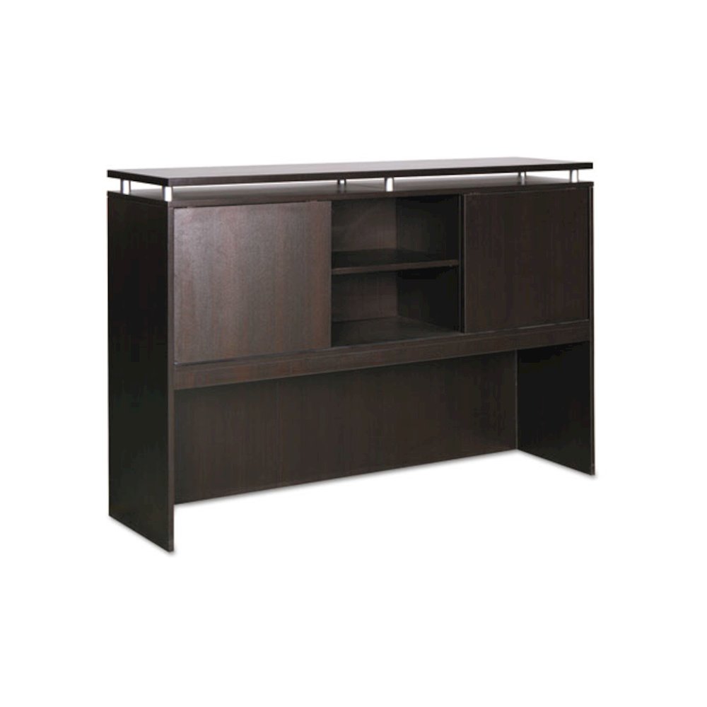 Alera Sedina Series Hutch with Sliding Doors, 72w x 15d x 42.5h, Espresso. Picture 1