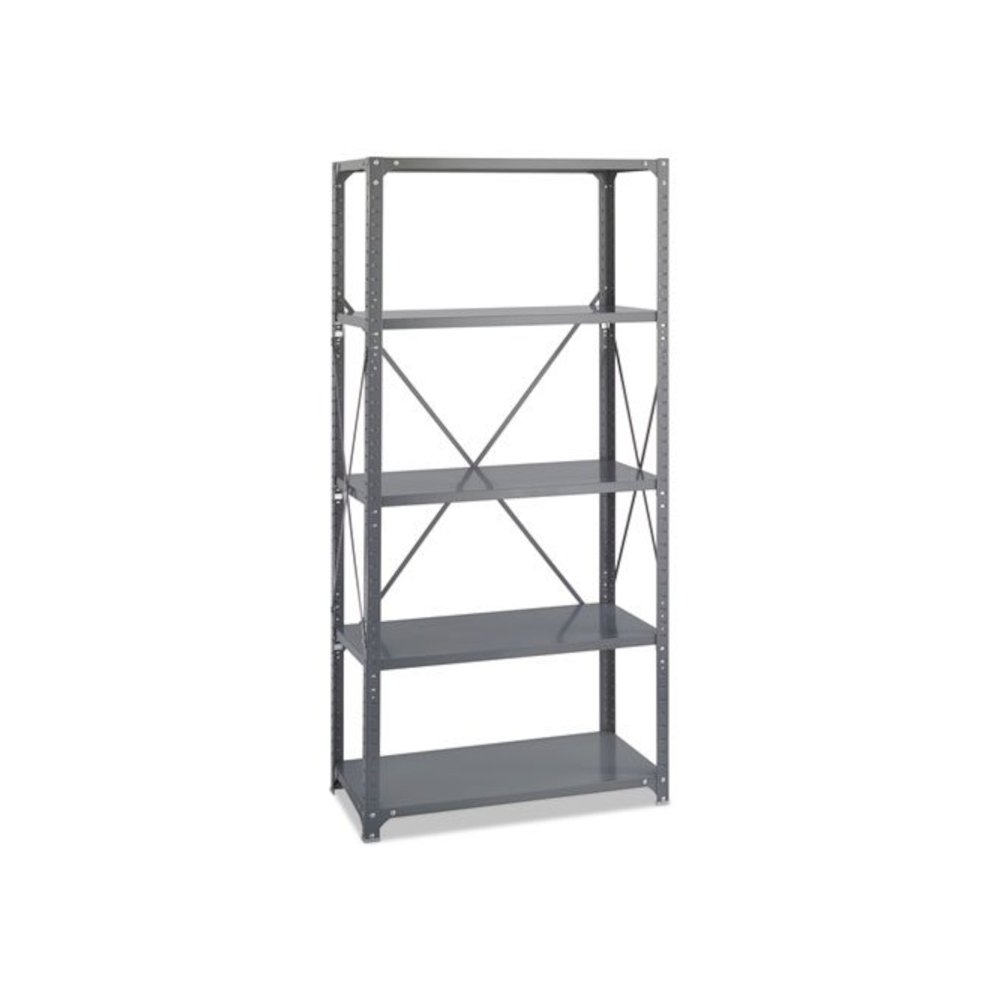 Commercial Steel Shelving Unit, Five-Shelf, 36w x 18d x 75h, Dark Gray. Picture 3