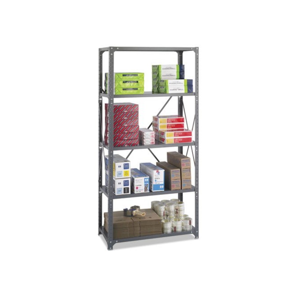 Commercial Steel Shelving Unit, Five-Shelf, 36w x 18d x 75h, Dark Gray. Picture 2