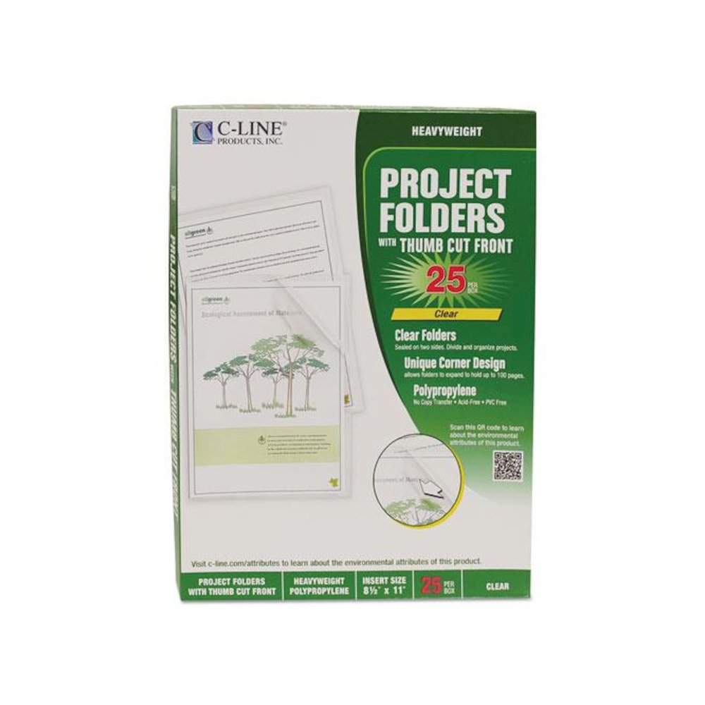 Specialty Project Folders, Letter Size, Clear, 25/Box. Picture 1