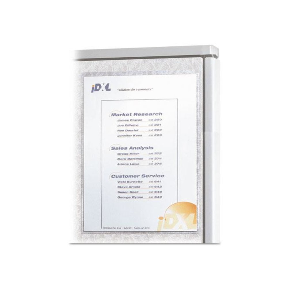 Cubicle Keepers Hook and Loop-Backed Display, 9.2 x 11.41, Velcro Mount, Clear, 25/Pack. Picture 2