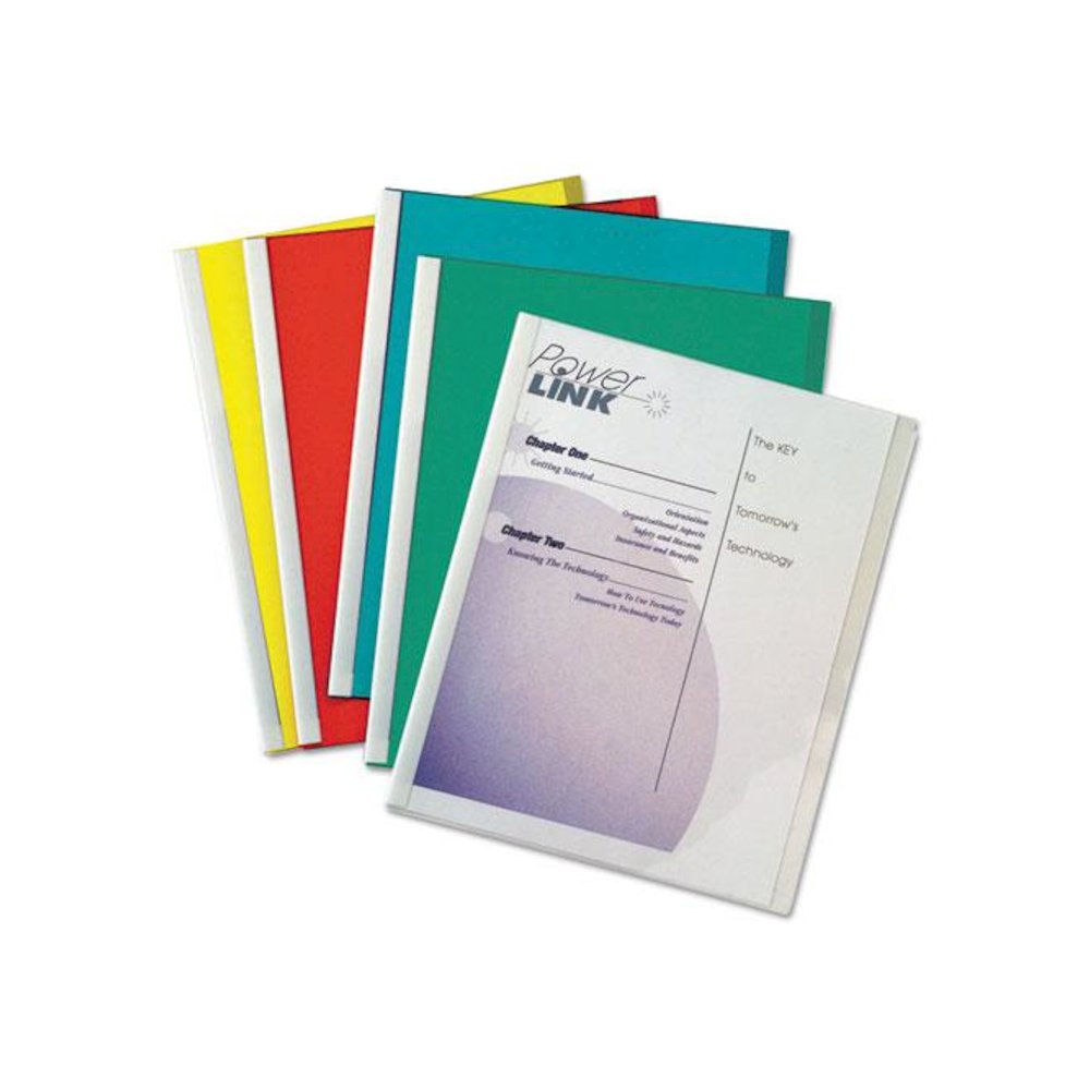 Vinyl Report Covers, 0.13" Capacity, 8.5 x 11, Clear/Assorted, 50/Box. Picture 1