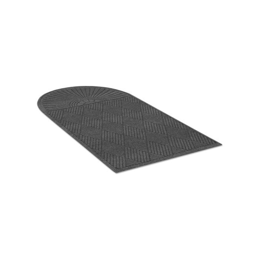 EcoGuard Diamond Floor Mats, Rectangular with Single Fan, Charcoal Gray Carpeted Surface, 72" x 36". Picture 6