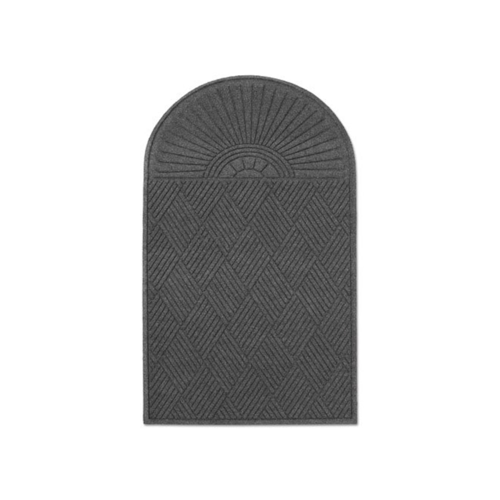 EcoGuard Diamond Floor Mats, Rectangular with Single Fan, Charcoal Gray Carpeted Surface, 72" x 36". Picture 7