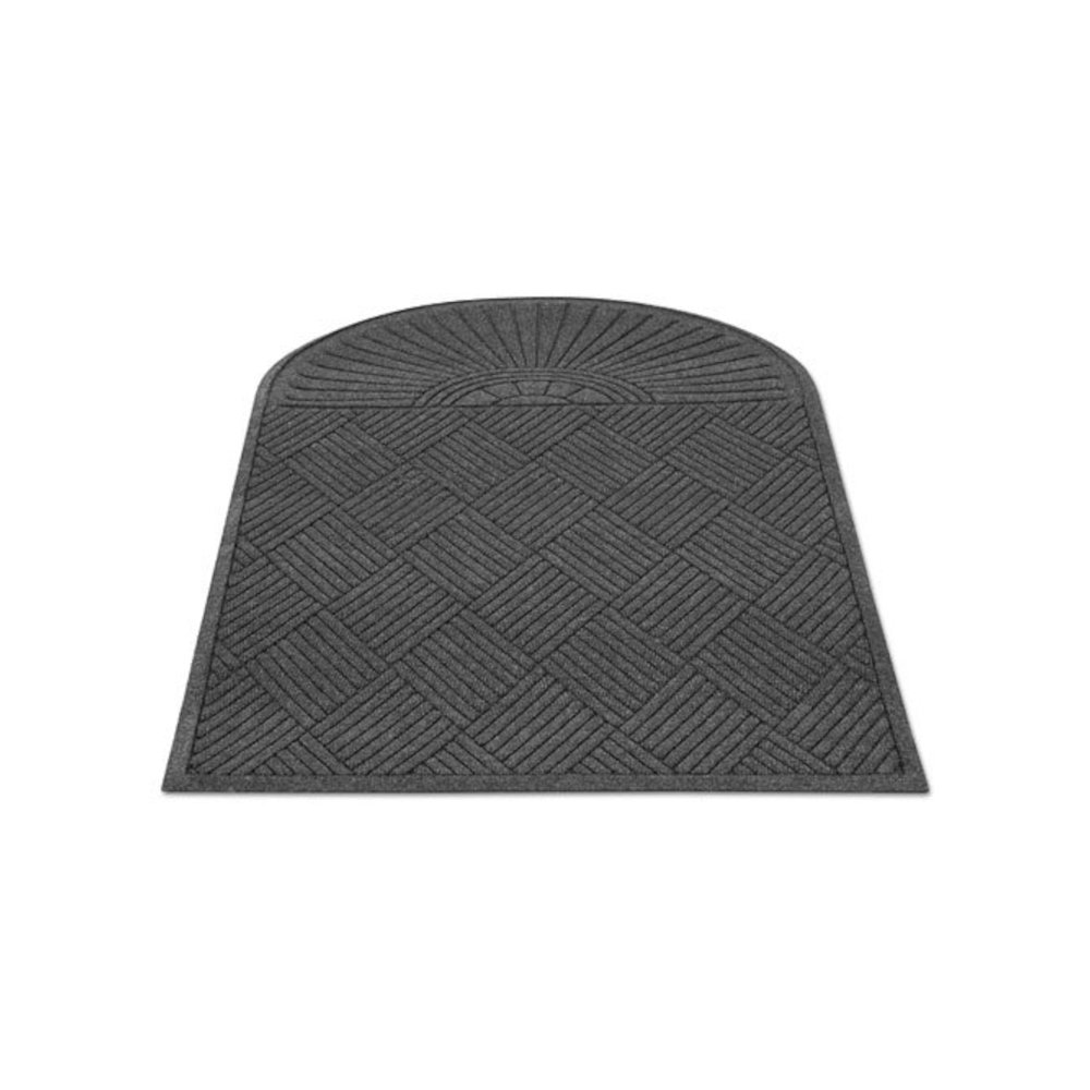 EcoGuard Diamond Floor Mats, Rectangular with Single Fan, Charcoal Gray Carpeted Surface, 72" x 36". Picture 1