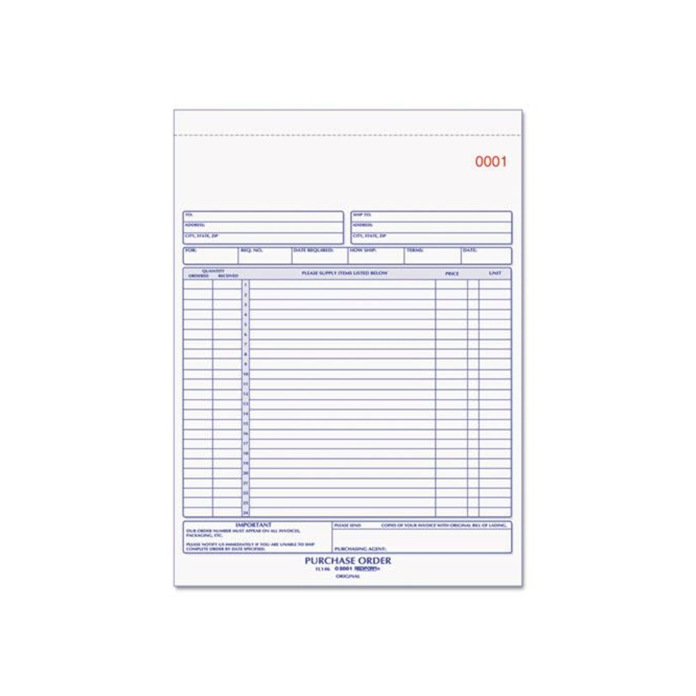Purchase Order Book, 17 Lines, Two-Part Carbonless, 8.5 x 11, 50 Forms Total. Picture 1