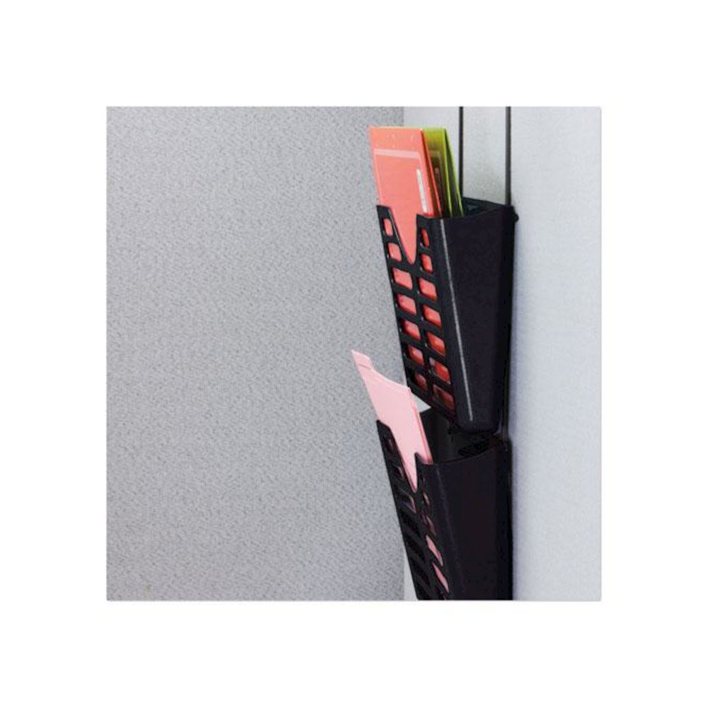 VerticalMate Cubicle Wall File Pocket, 3 Sections, Letter Size, 13.5" x 6" x 28", Charcoal, 3/Pack. Picture 3