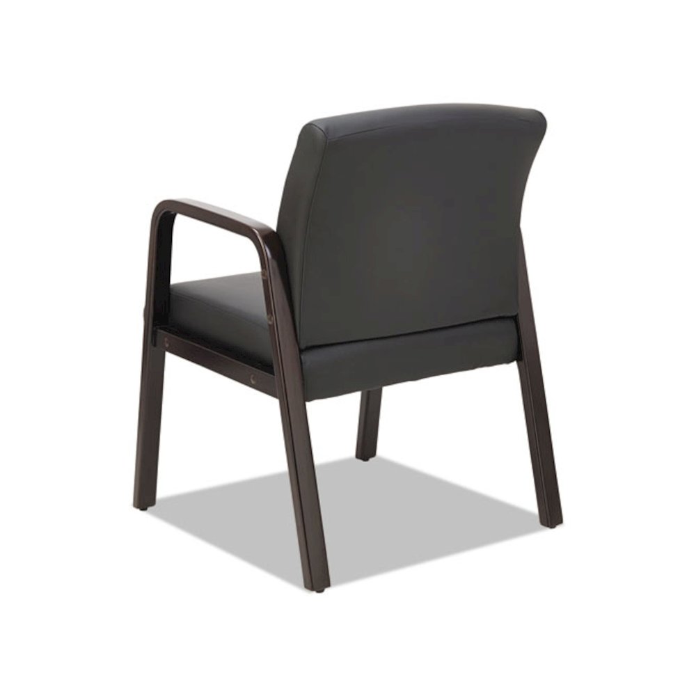 Alera Reception Lounge WL Series Guest Chair, 24.21" x 24.8" x 32.67", Black Seat, Black Back, Espresso Base. Picture 6